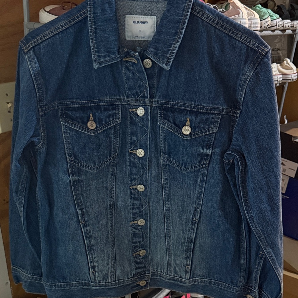 Old Navy Dark Blue Denim Jacket with Button Front